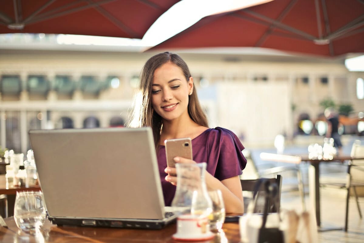 A women on multiple devices