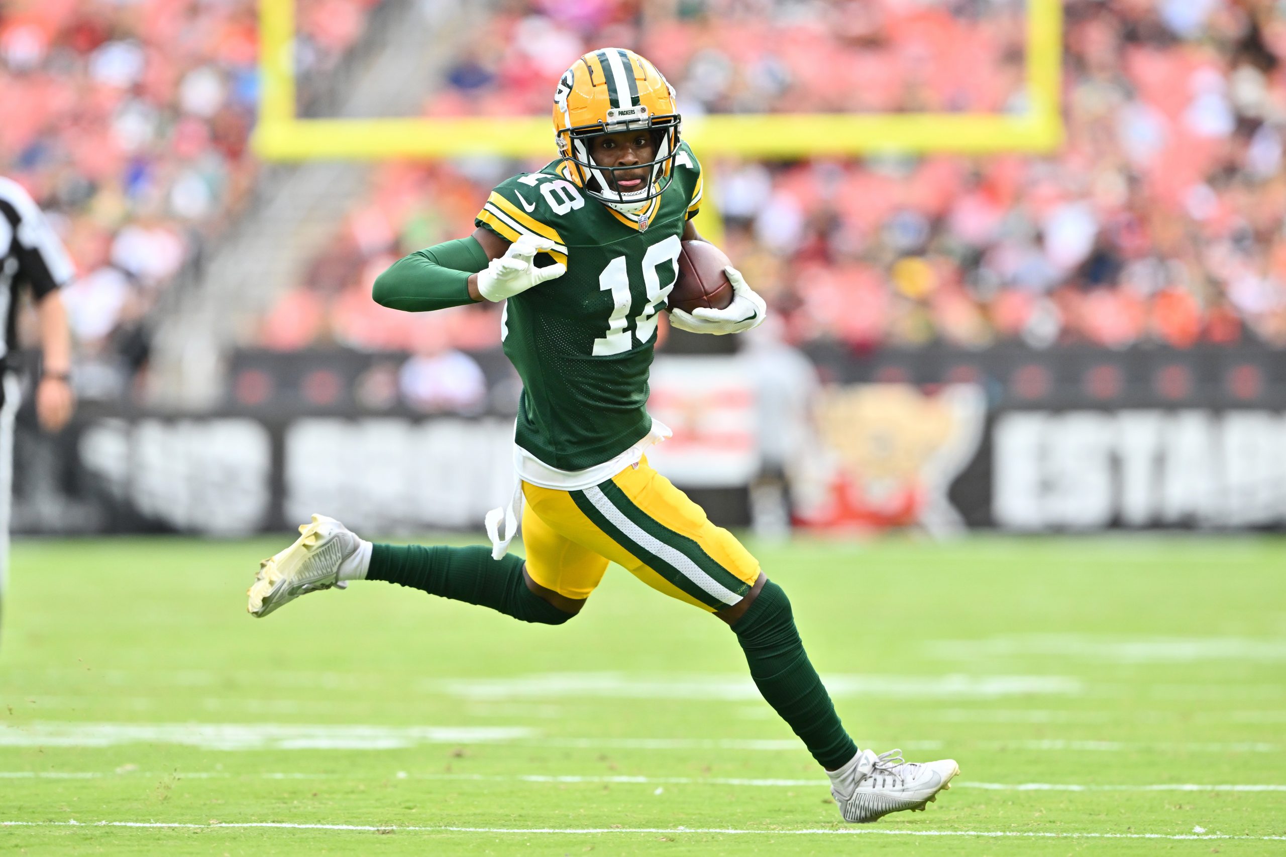 Malik Heath of the Green Bay Packers runs a play