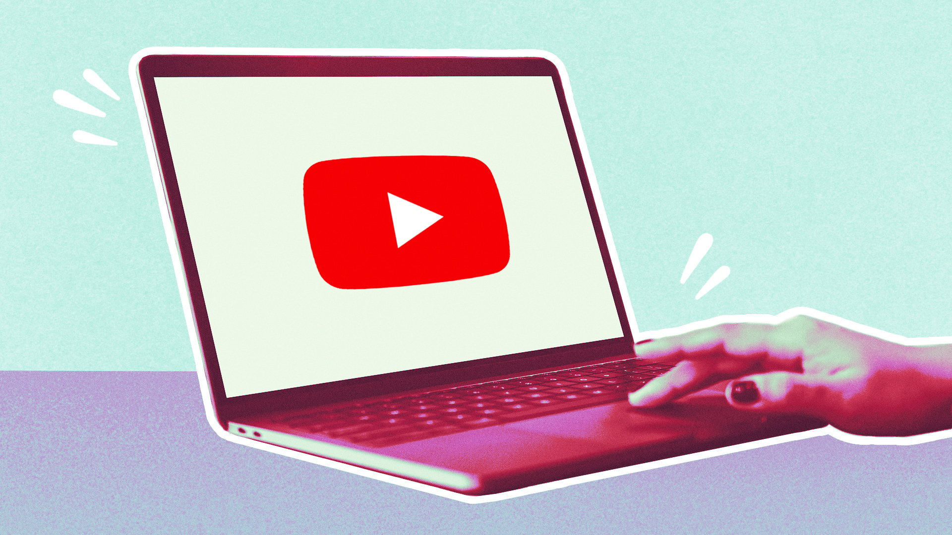 Animation of the YouTube logo on a laptop