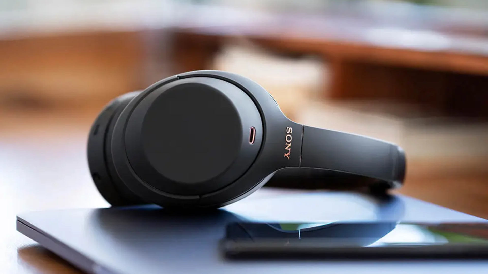 A pair of Sony WH-1000XM4 headphones