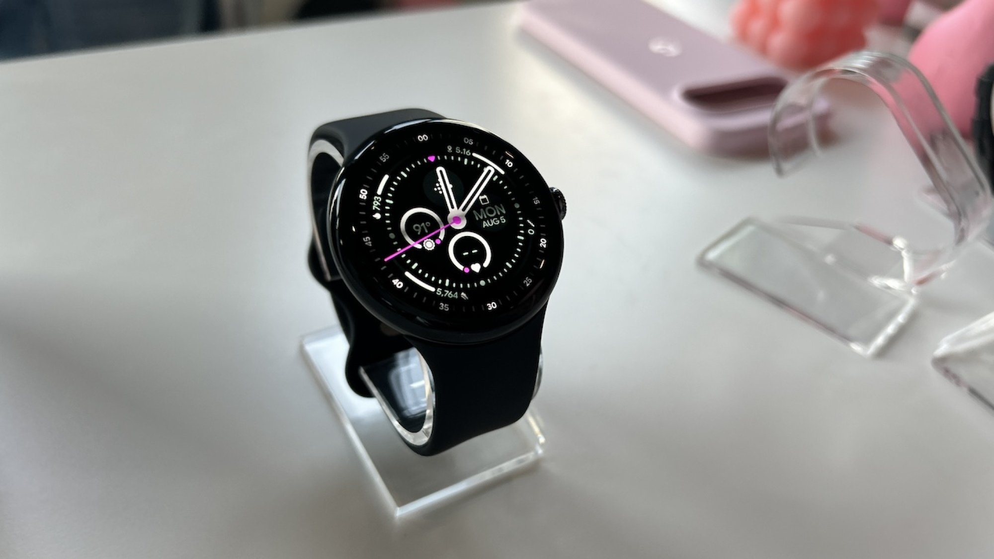 Google Pixel Watch 3 on a watch stand