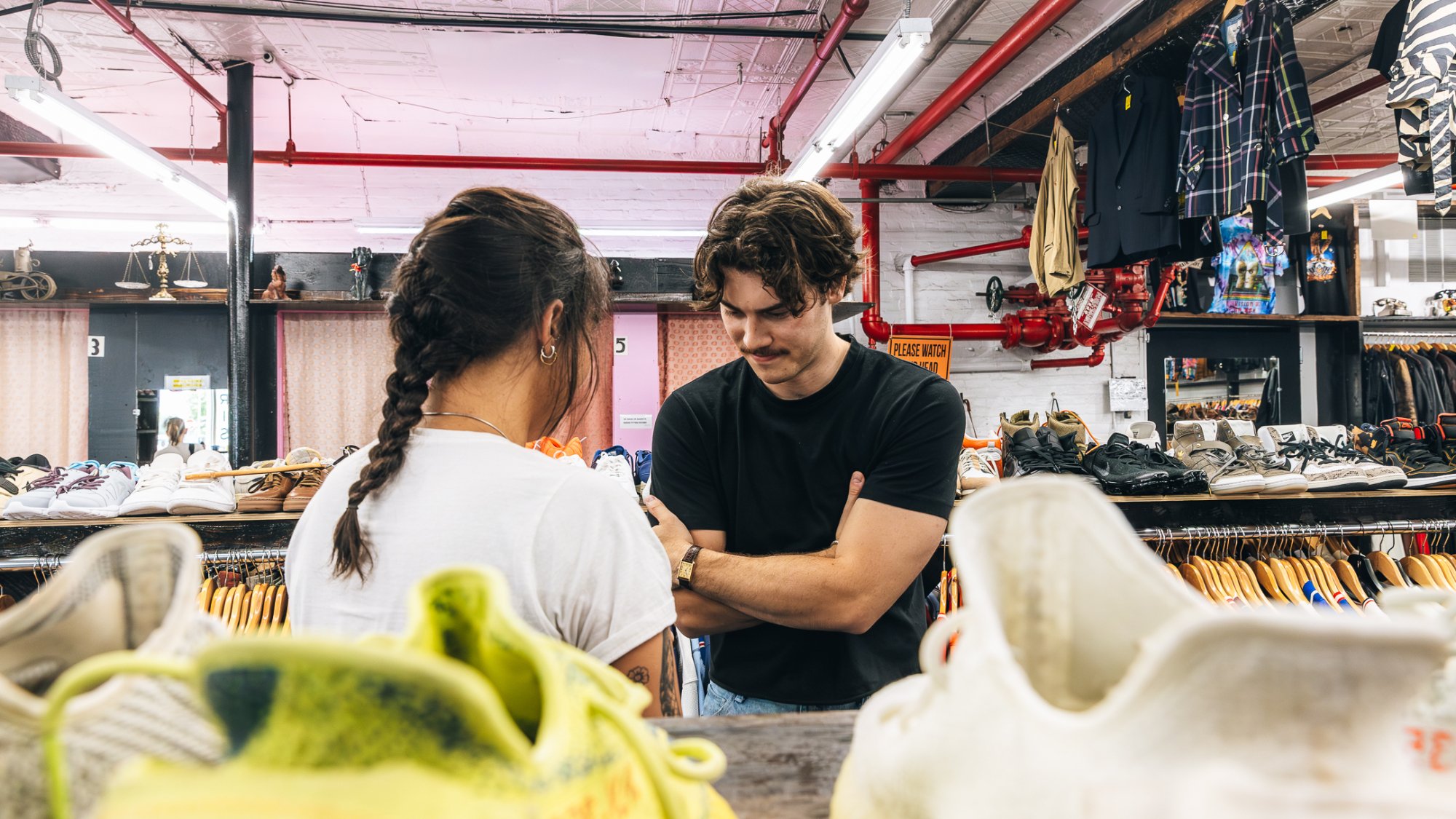 Jack Innanen at a thrift store in Bushwick, New York