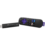 the roku streaming stick on a white background