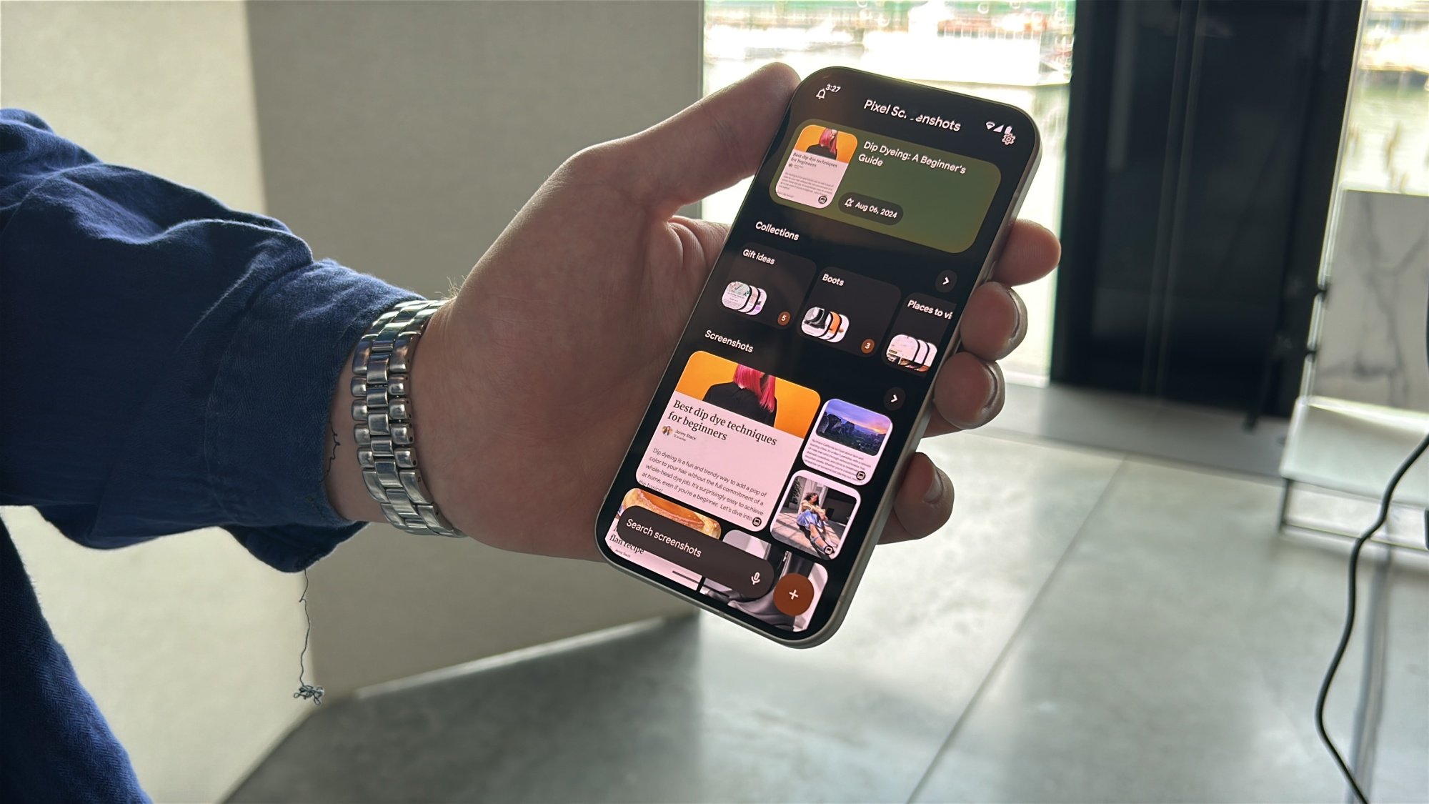 Pixel Screenshots feature shown on a Google Pixel 9 series phone