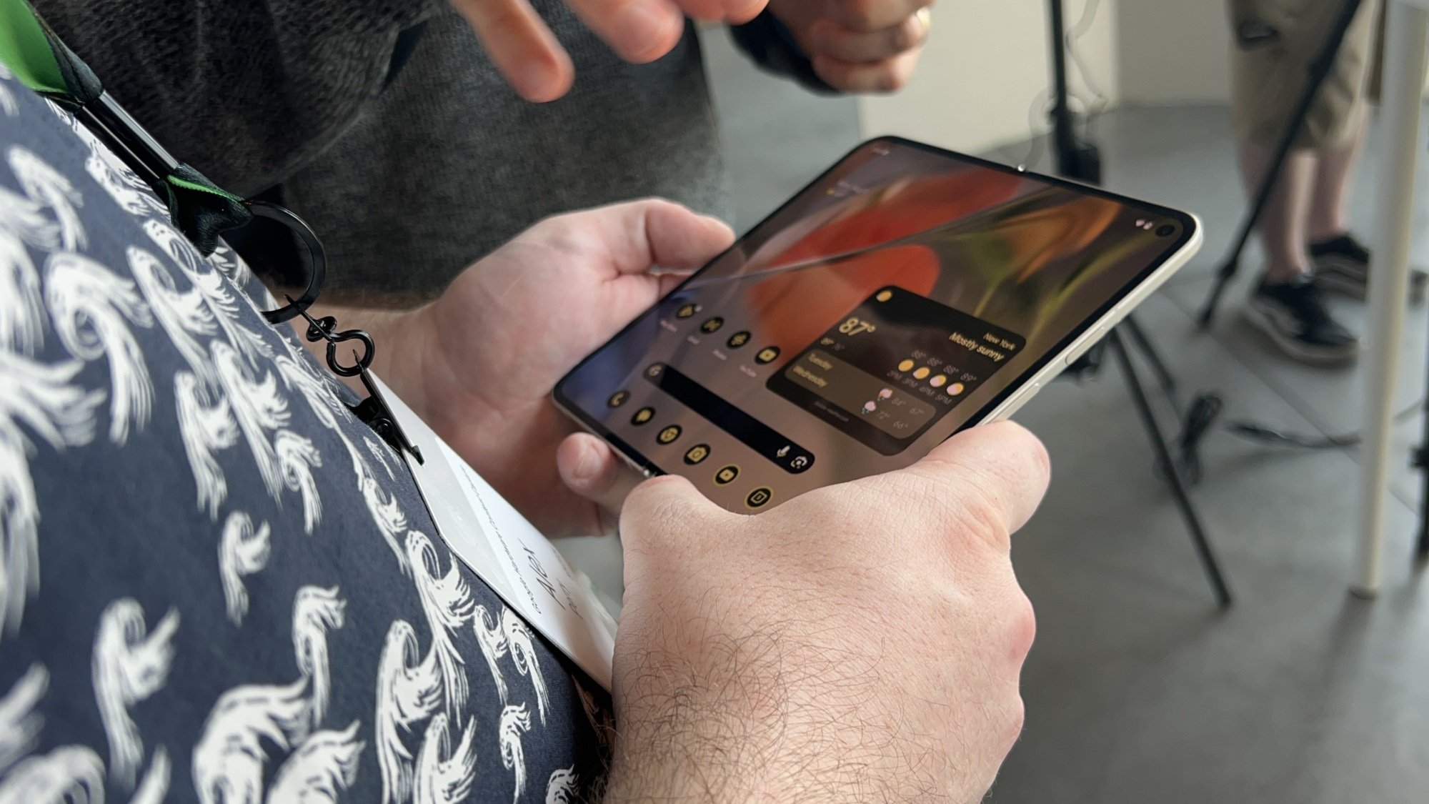 the pixel 9 pro fold being held