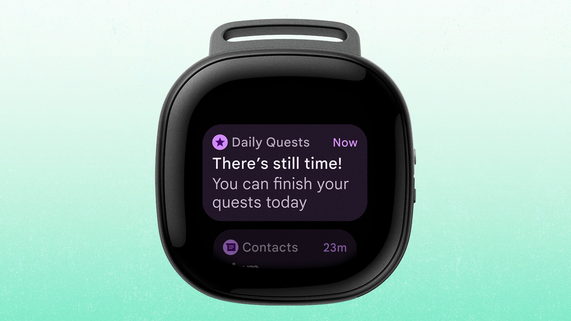 A daily quest alert from the Fitbit Ace LTE