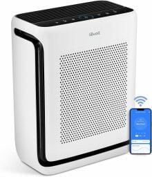 the levoit air purifier on a white background