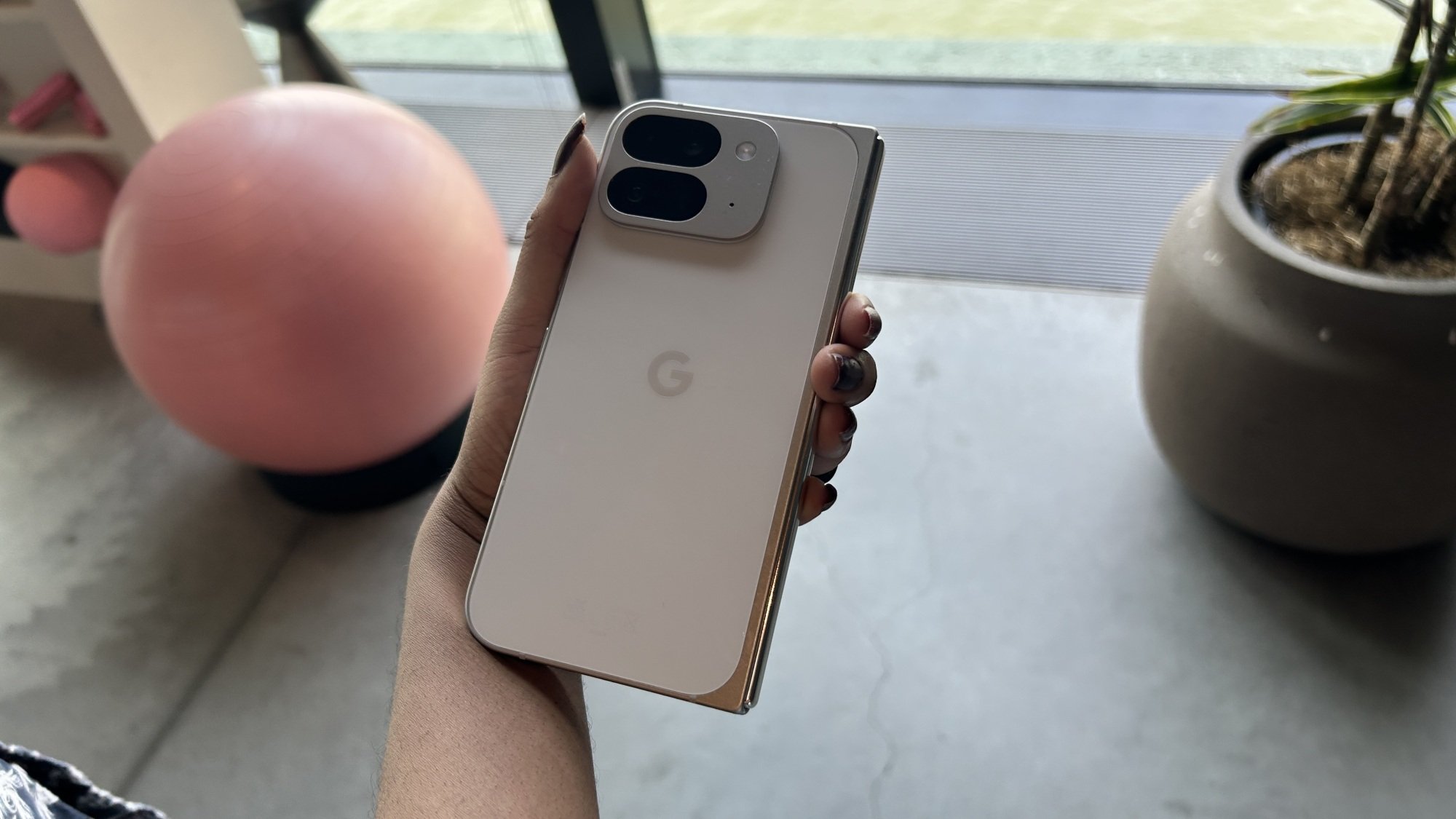 Google Pixel 9 Pro Fold rear view in hand 