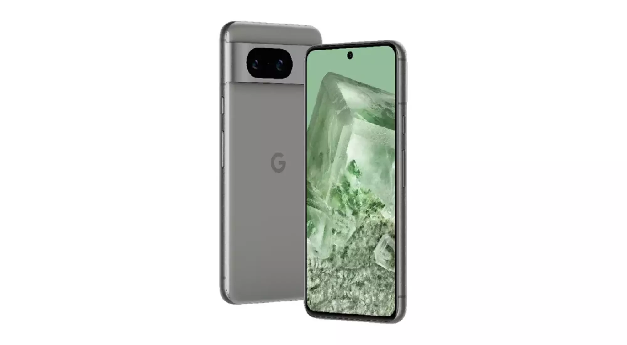 Google Pixel 8 front and back on white background