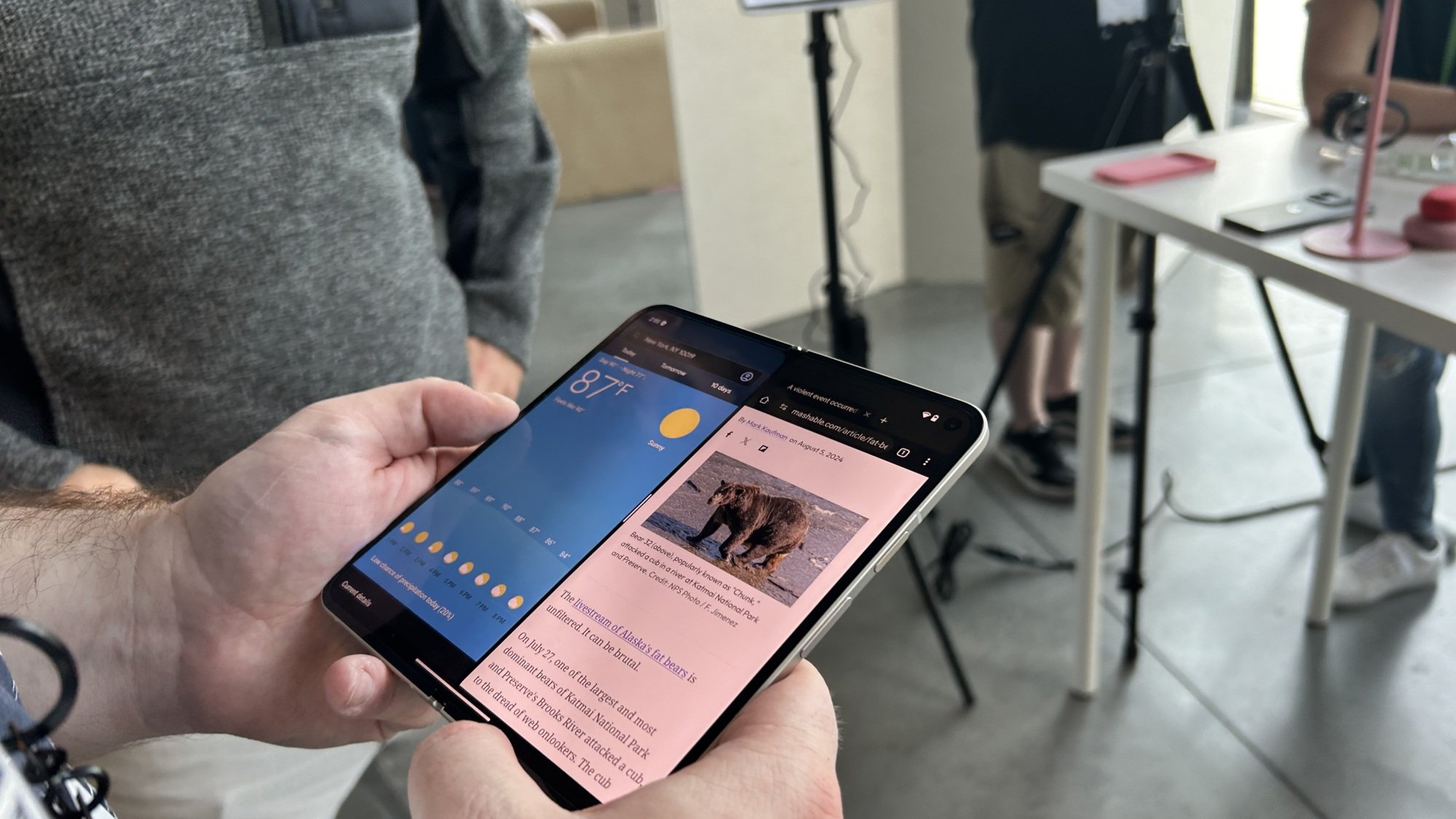 Google Pixel 9 Pro Fold inner display in hands