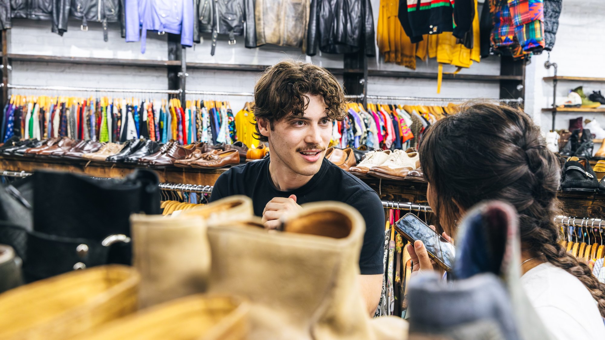 Jack Innanen at a thrift store in Bushwick, New York