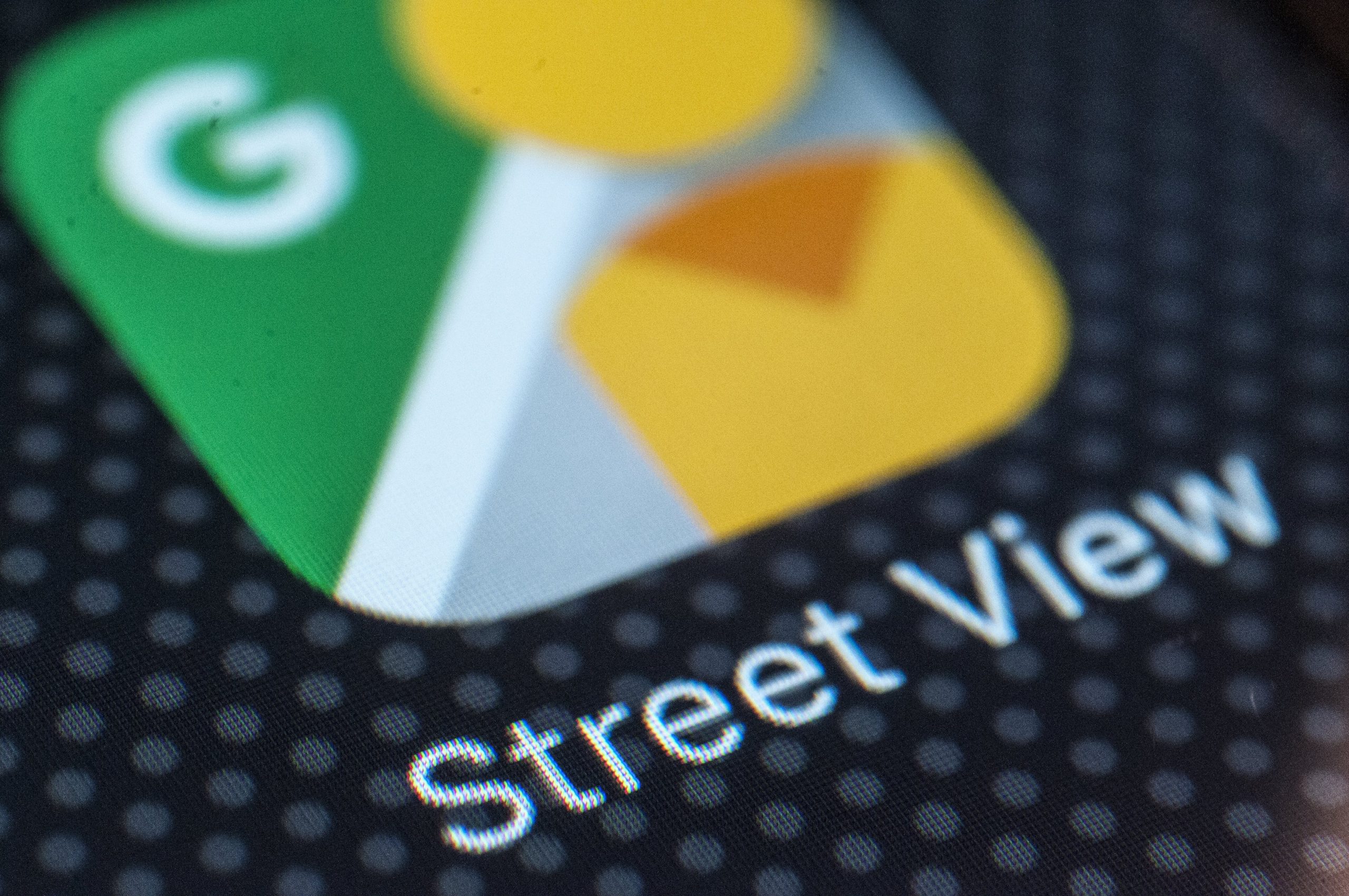 A zoomed in photo of the Google Street View app logo. 