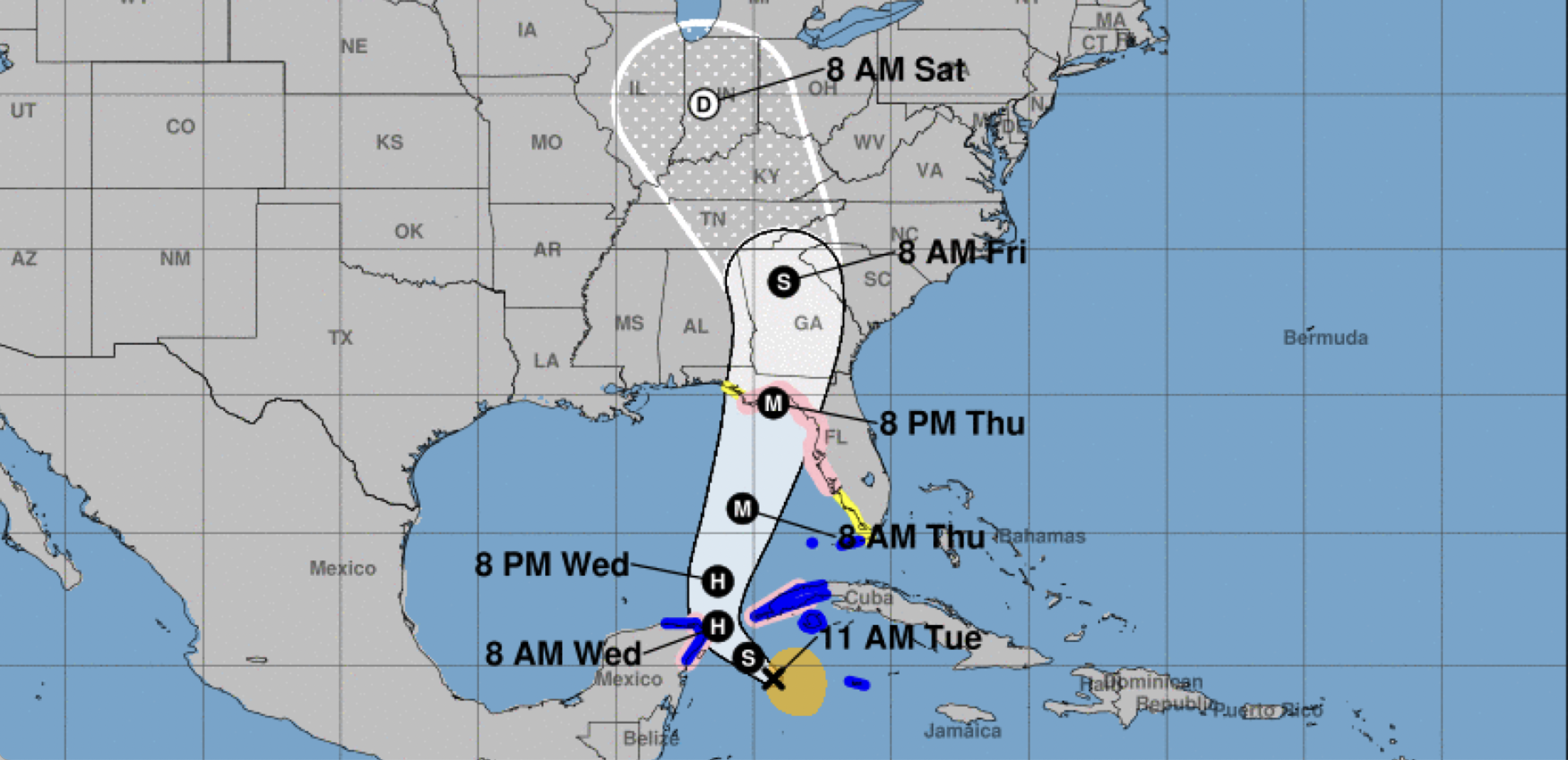 NOAA's cone model for Tropical Storm Helene