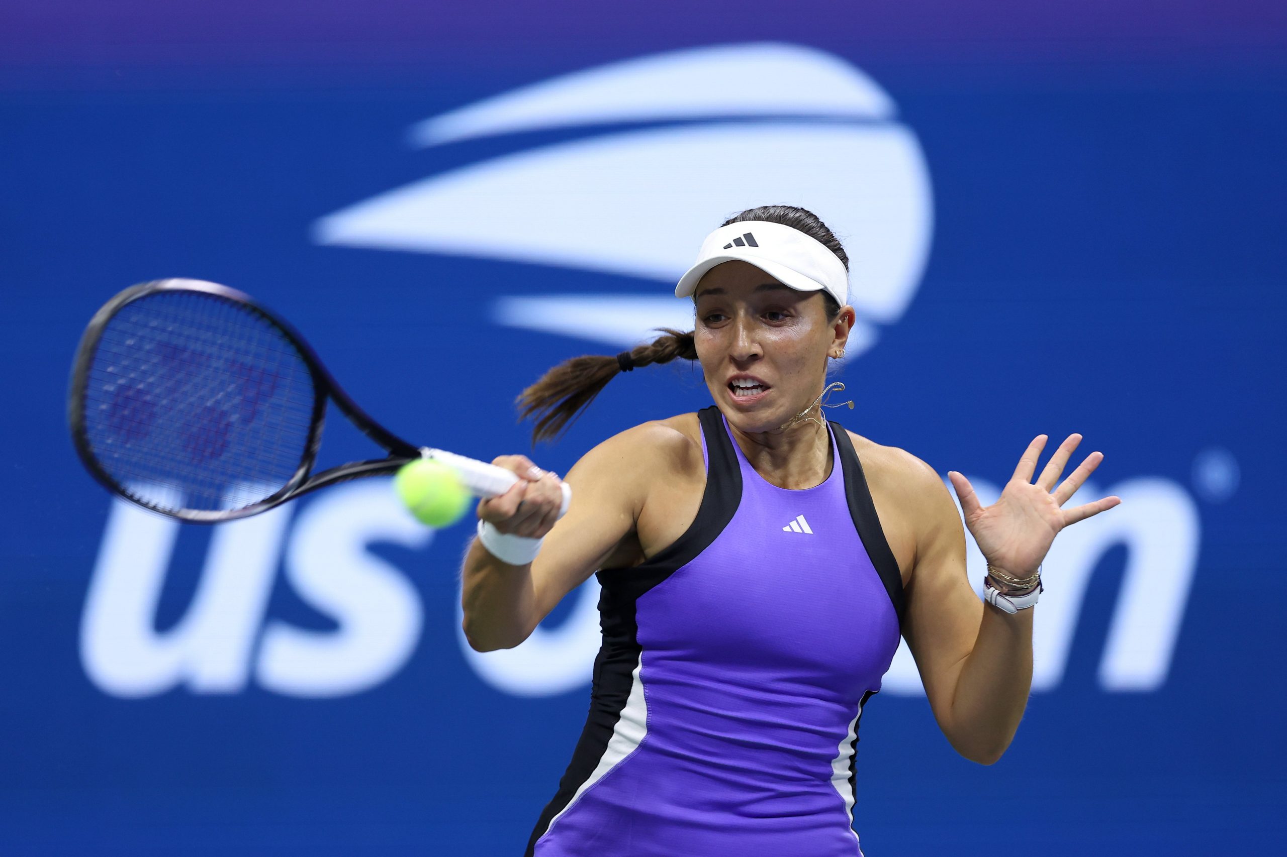 Jessica Pegula of the United States returns a shot