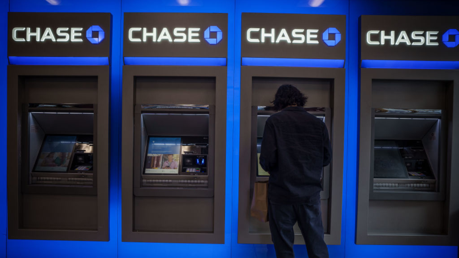 The Chase bank logo above ATMs, taken in Manhattan.