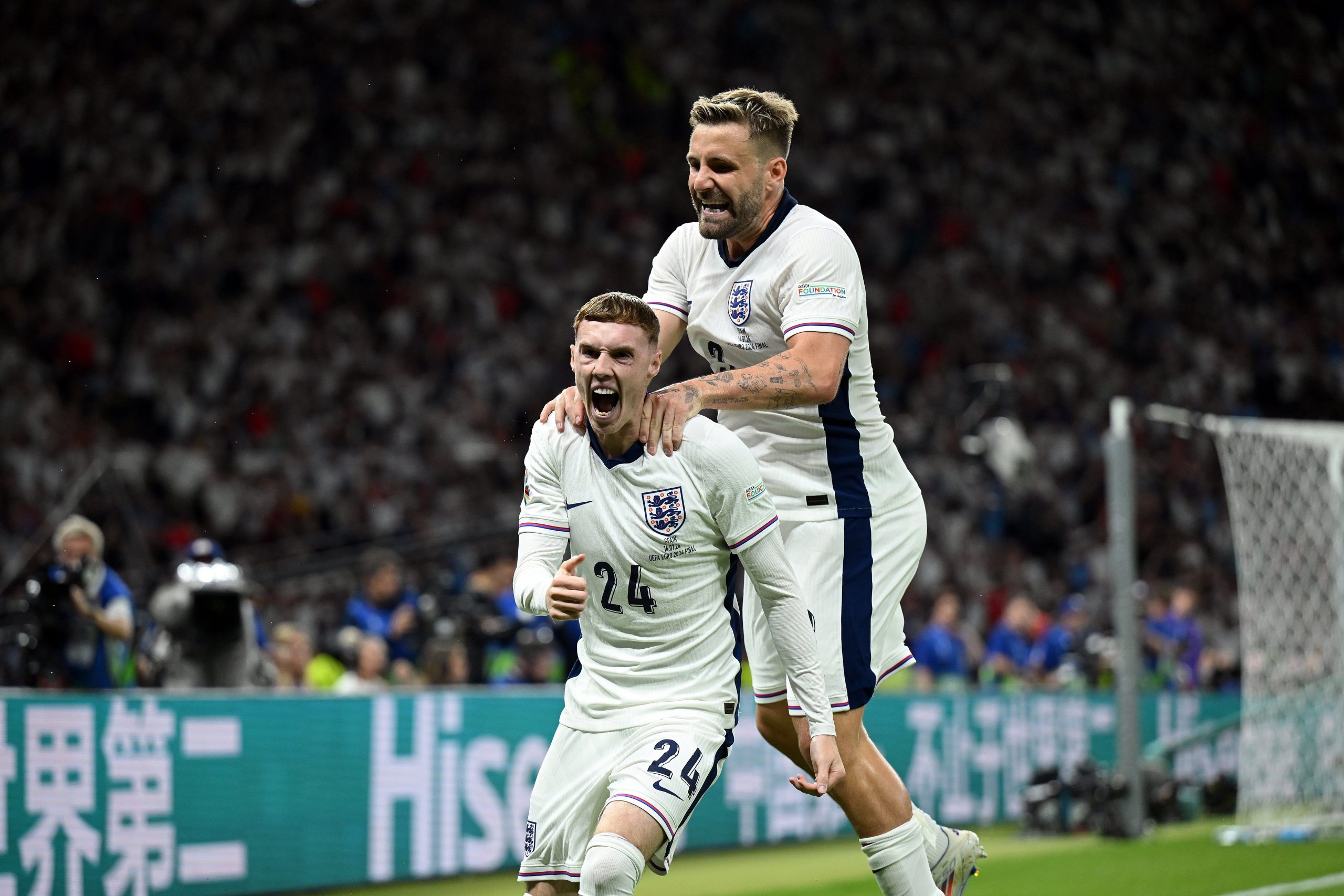 Cole Palmer of England celebrates