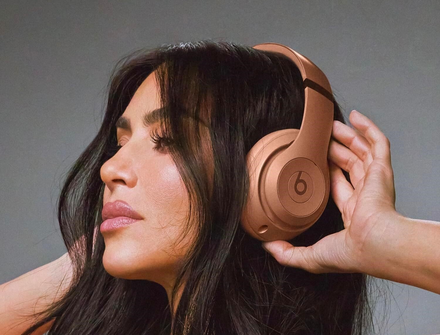 Kim kardashian wearing the beats studio pro headphones