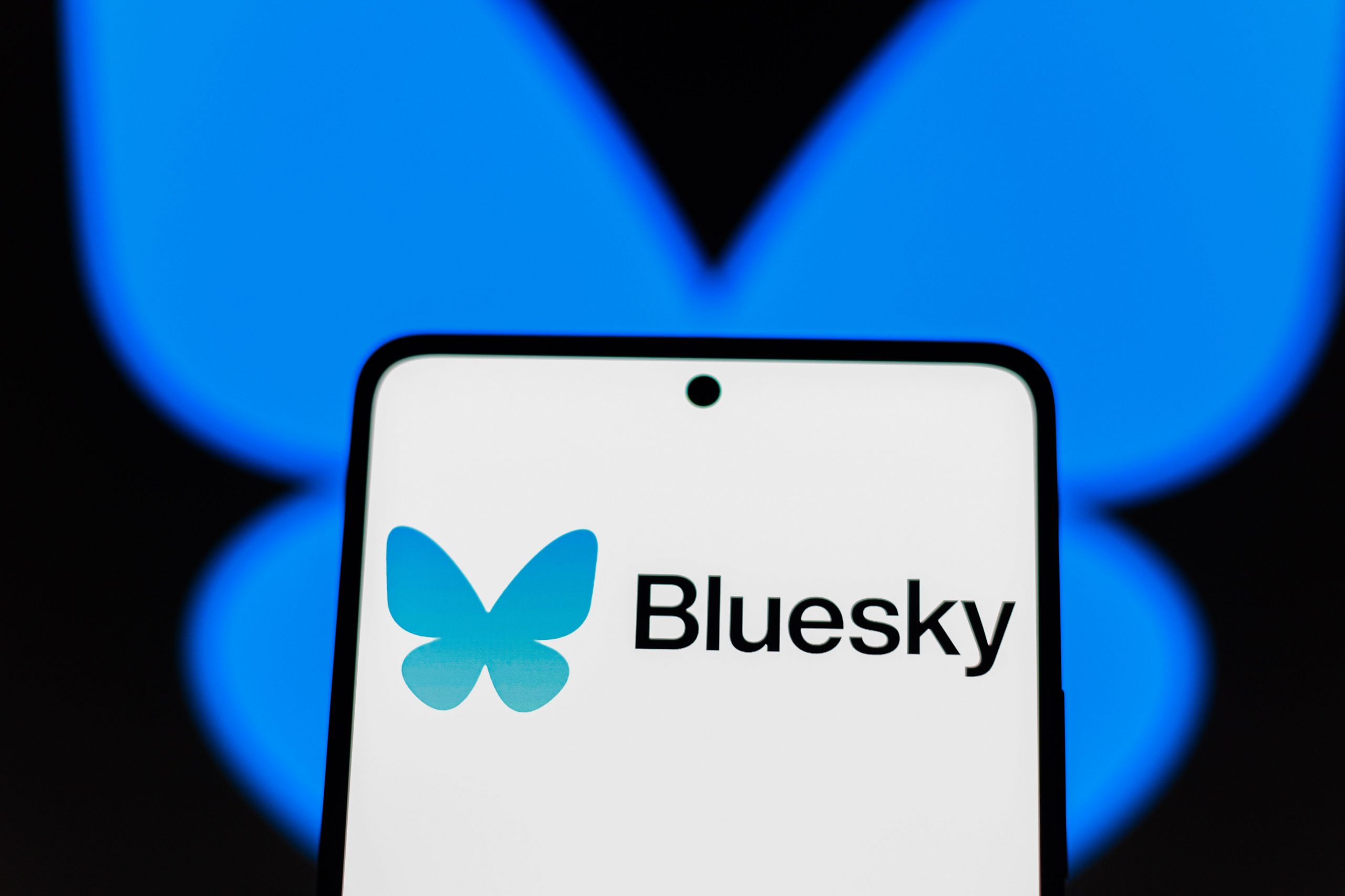 Bluesky logo on smartphone