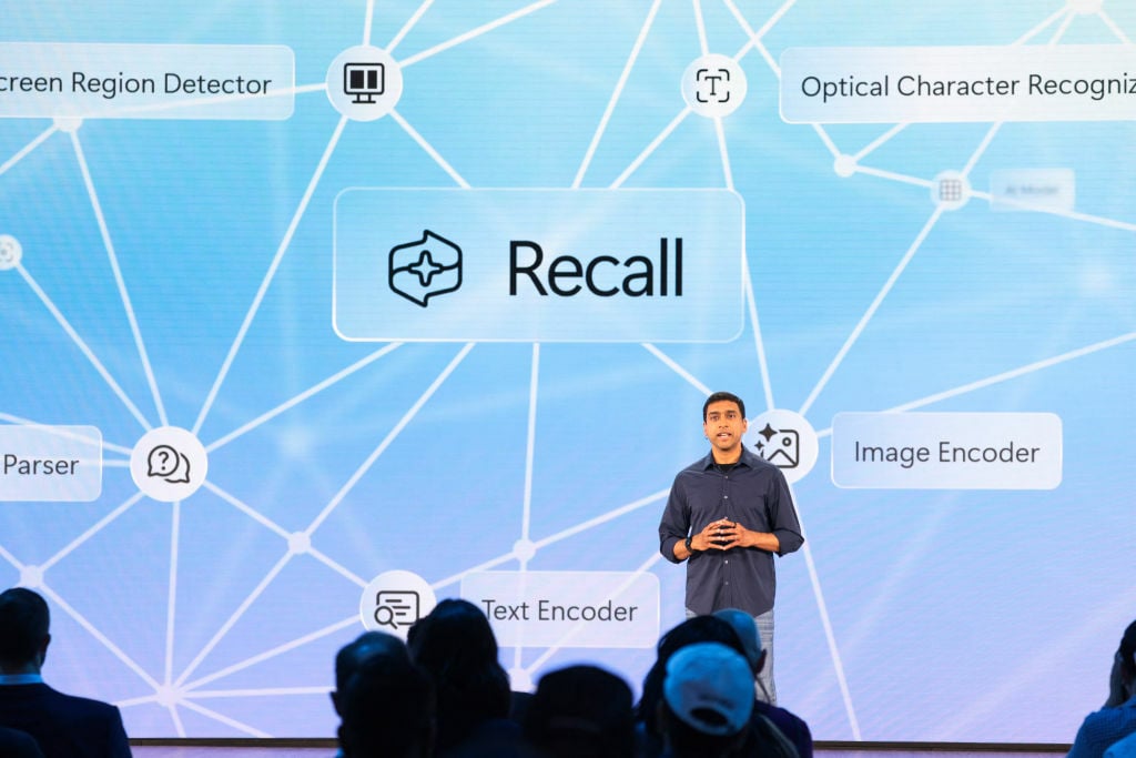 Microsoft Corporate Vice President, Windows and Devices Pavan Davuluri speaks about Recall during the Microsoft May 20 Briefing event