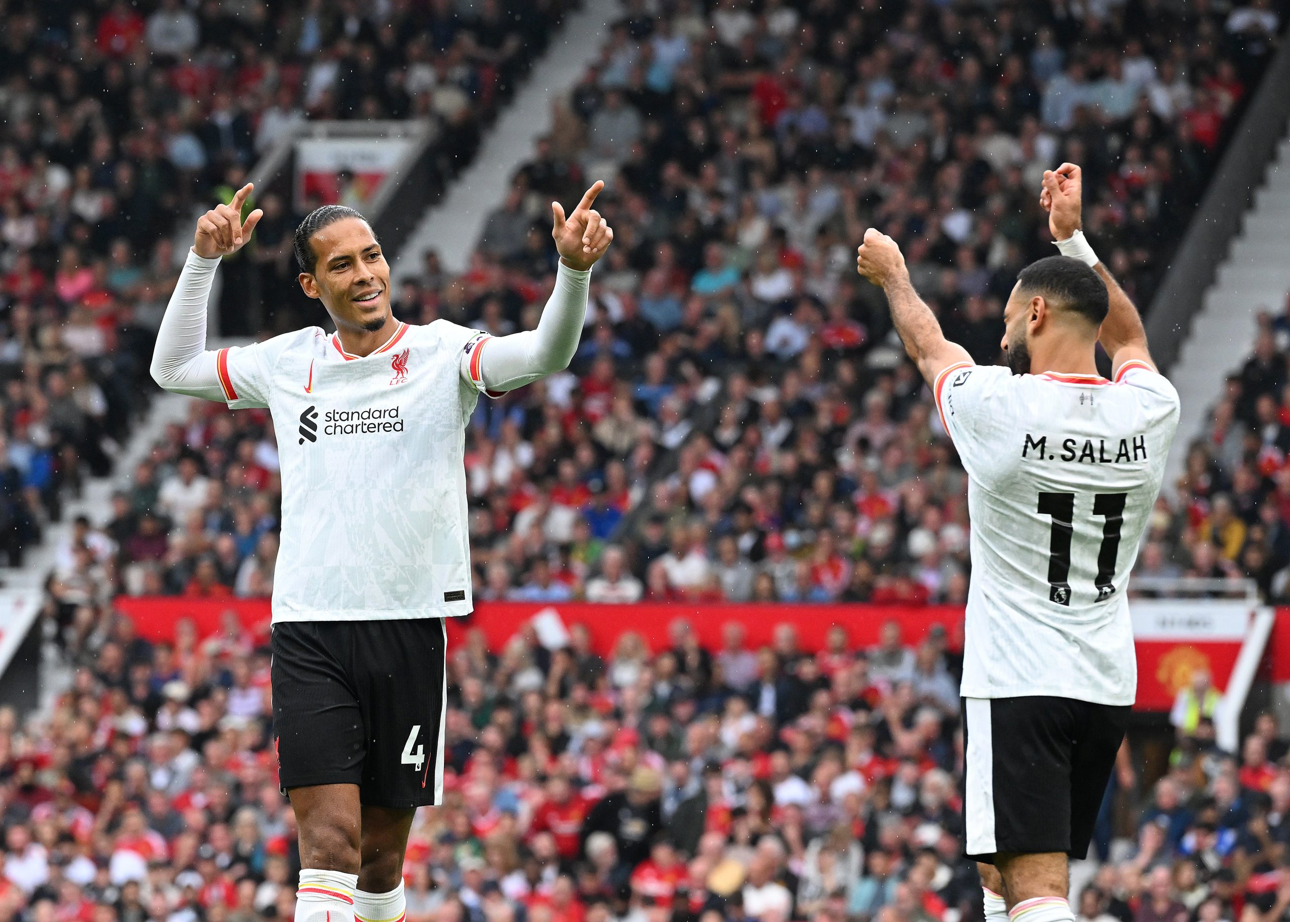 Mohamed Salah of Liverpool celebrating after scoring