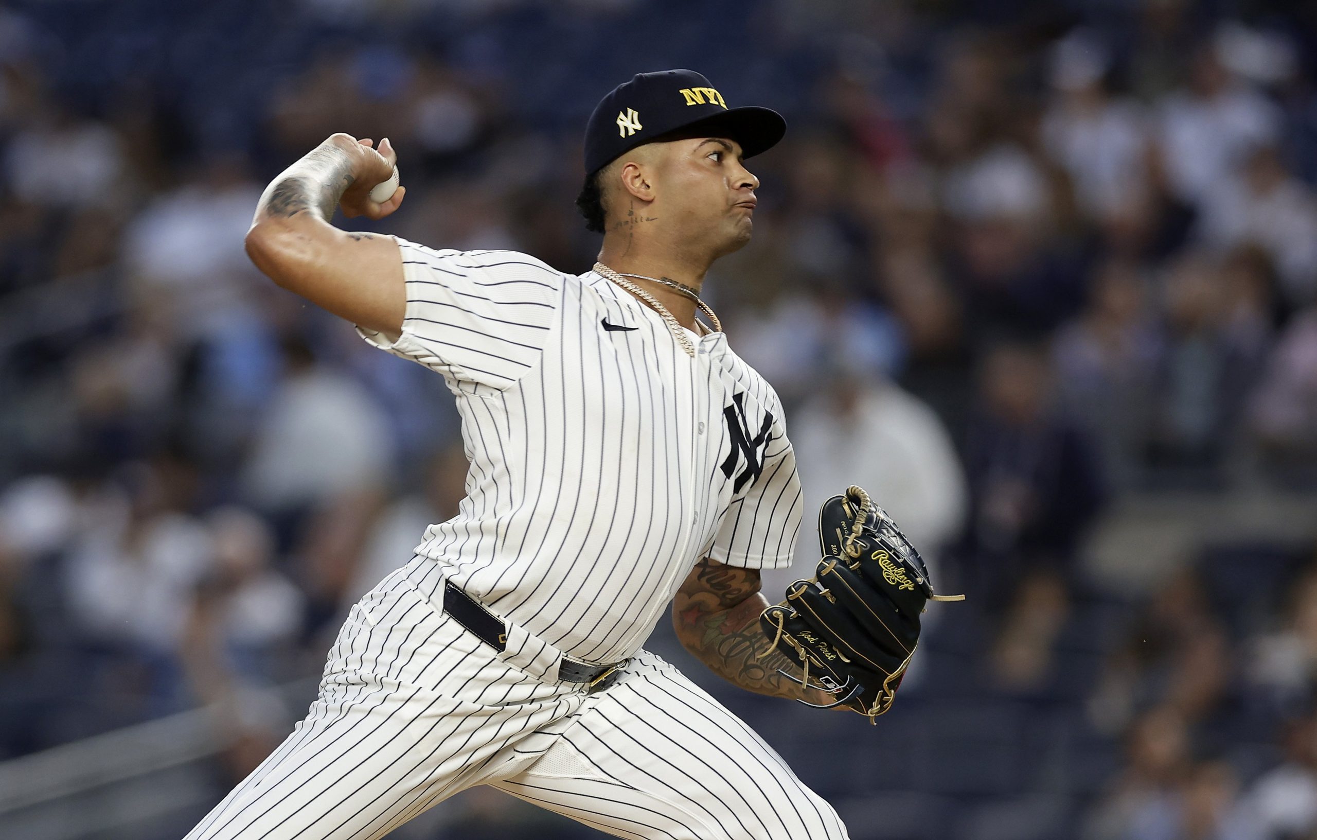 Luis Gil of the New York Yankees in action