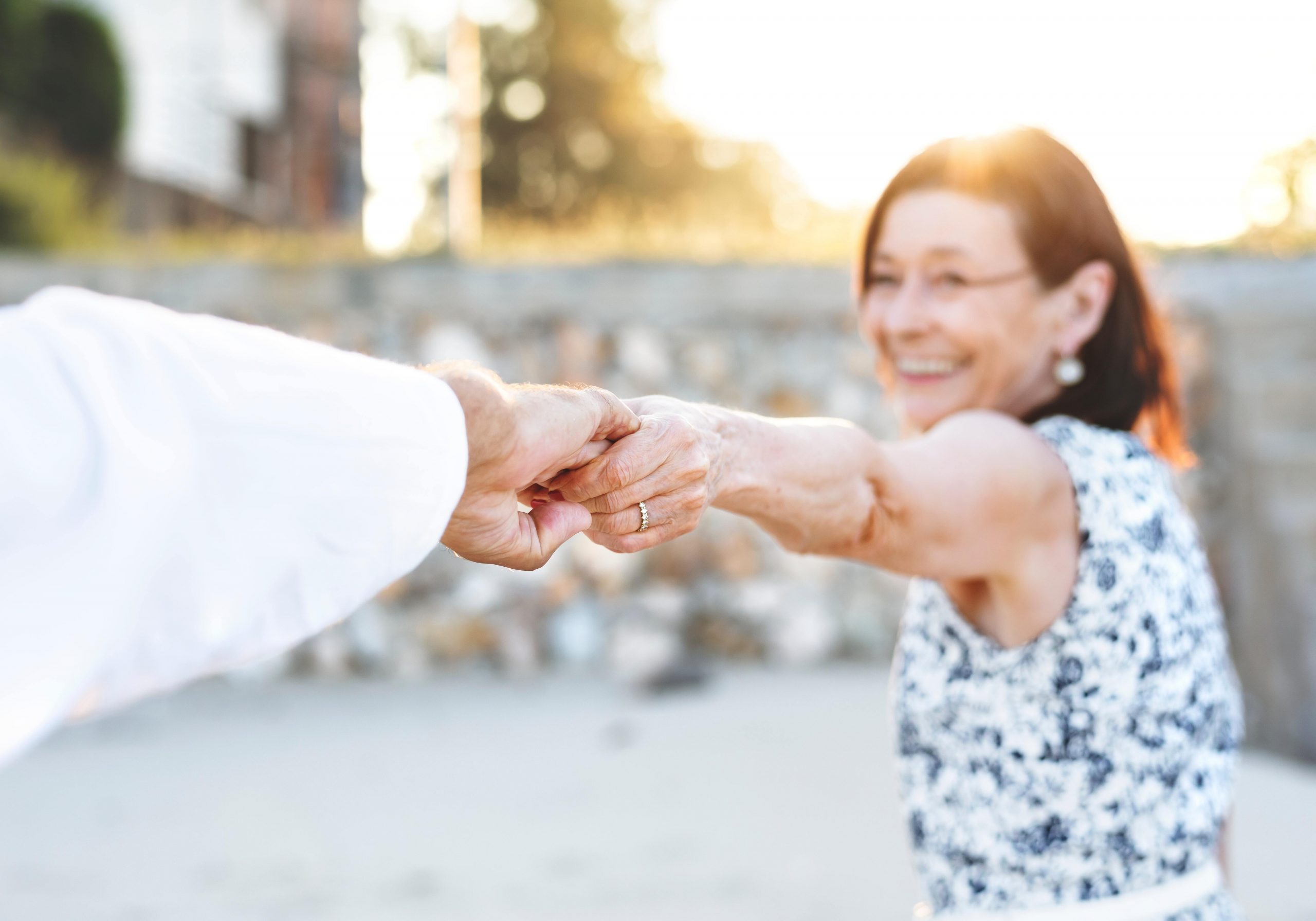 Couple holding hands