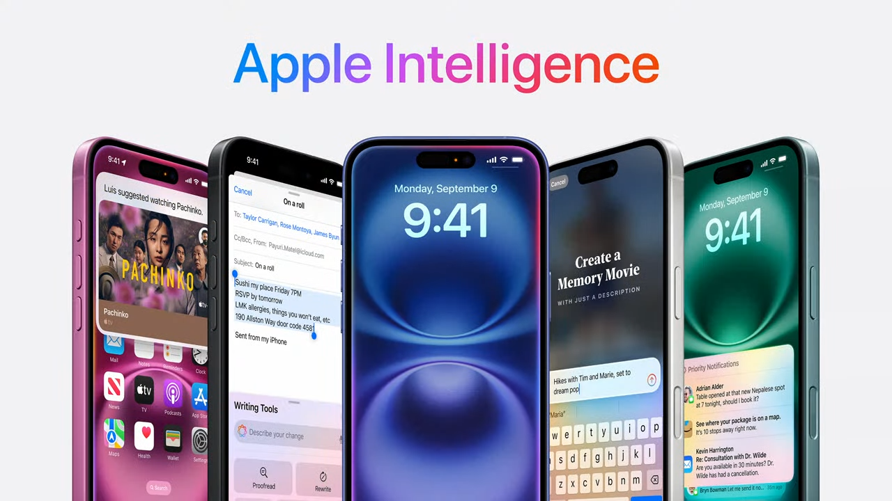 Apple Intelligence above the iPhone 16