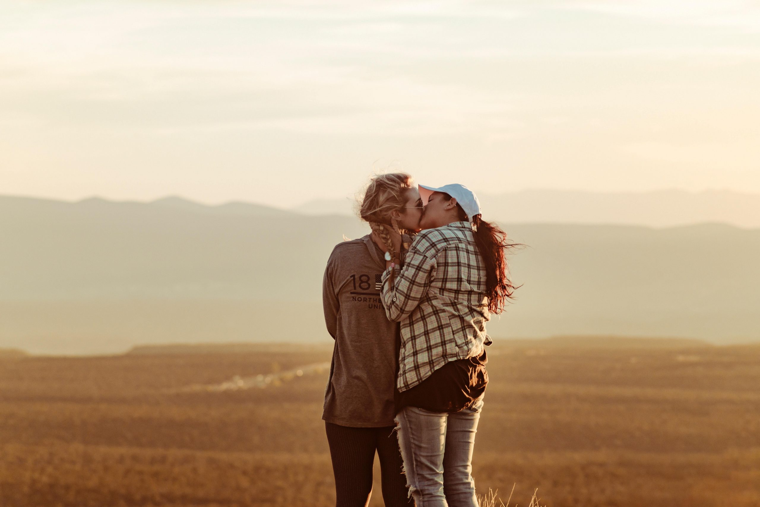 Two women kissing