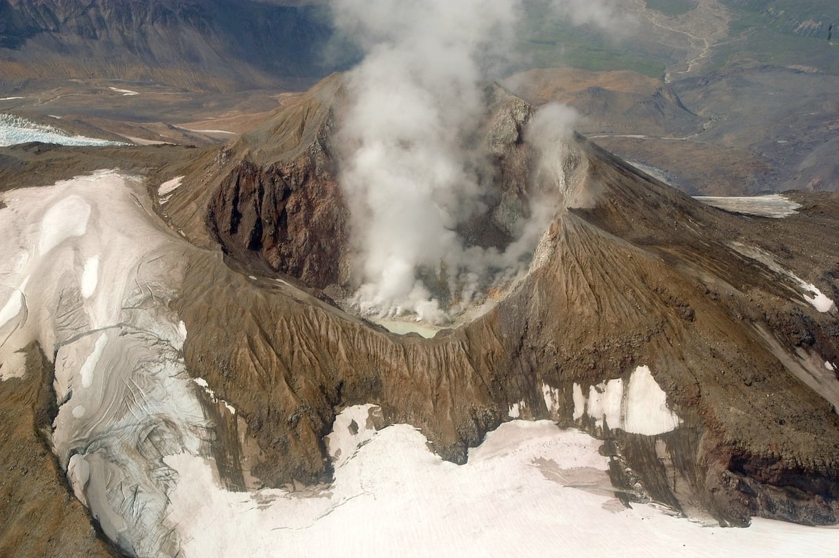 Mount Martin, one of the active volcanoes surrounding Katmai National Park and Preserve's Valley of Ten Thousand Smokes.