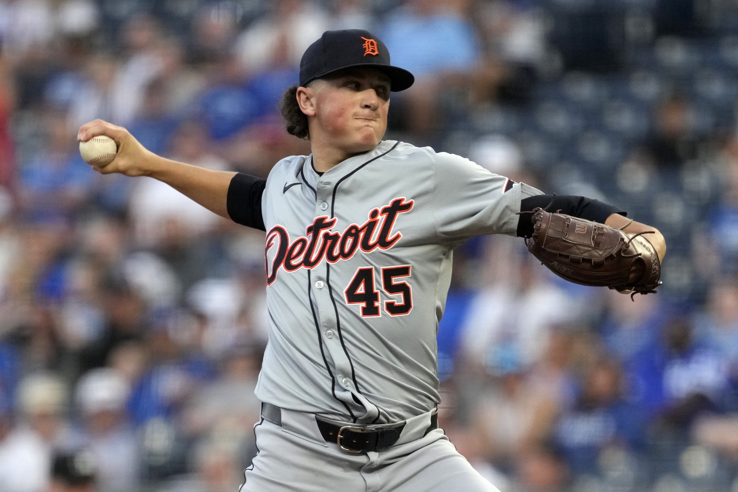 Reese Olson of the Detroit Tigers pitches