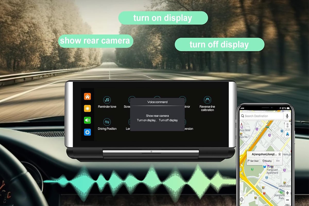 6.8 Foldable Touchscreen Car Display