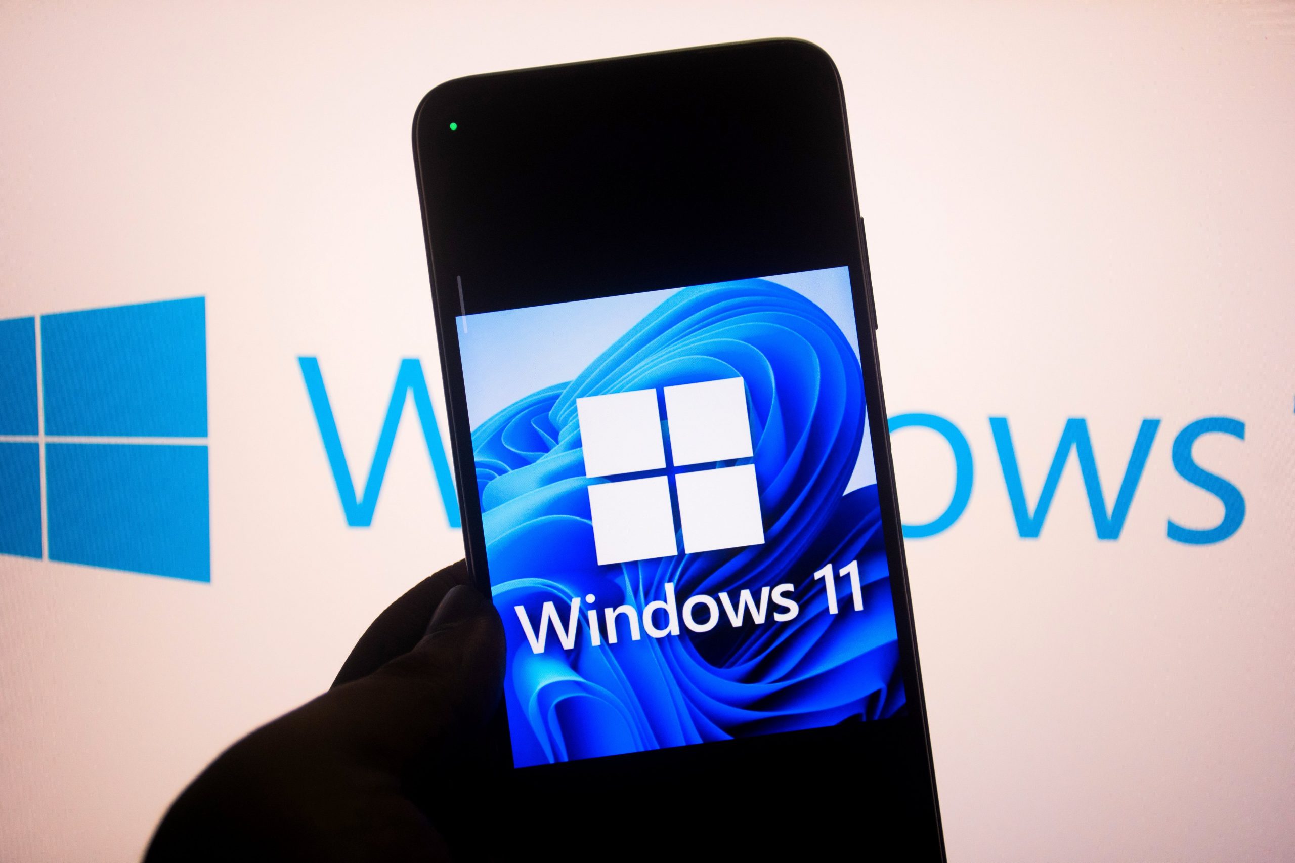 Windows 11 logo on smartphone