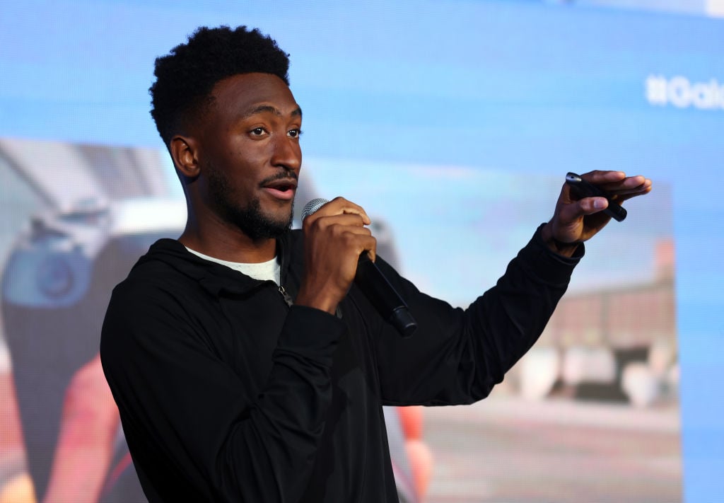 Marques Brownlee speaking at a creator-focused event 