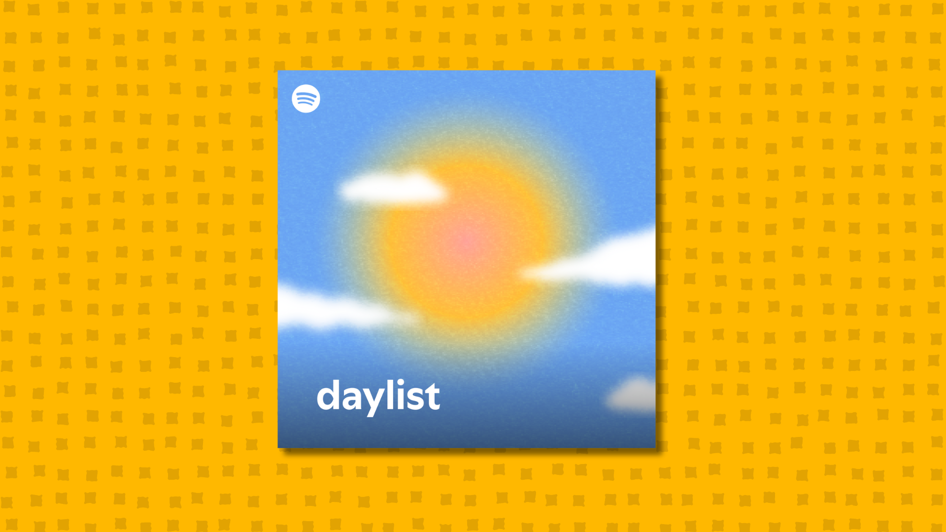 The Spotify 'daylist' tile on a yellow background.