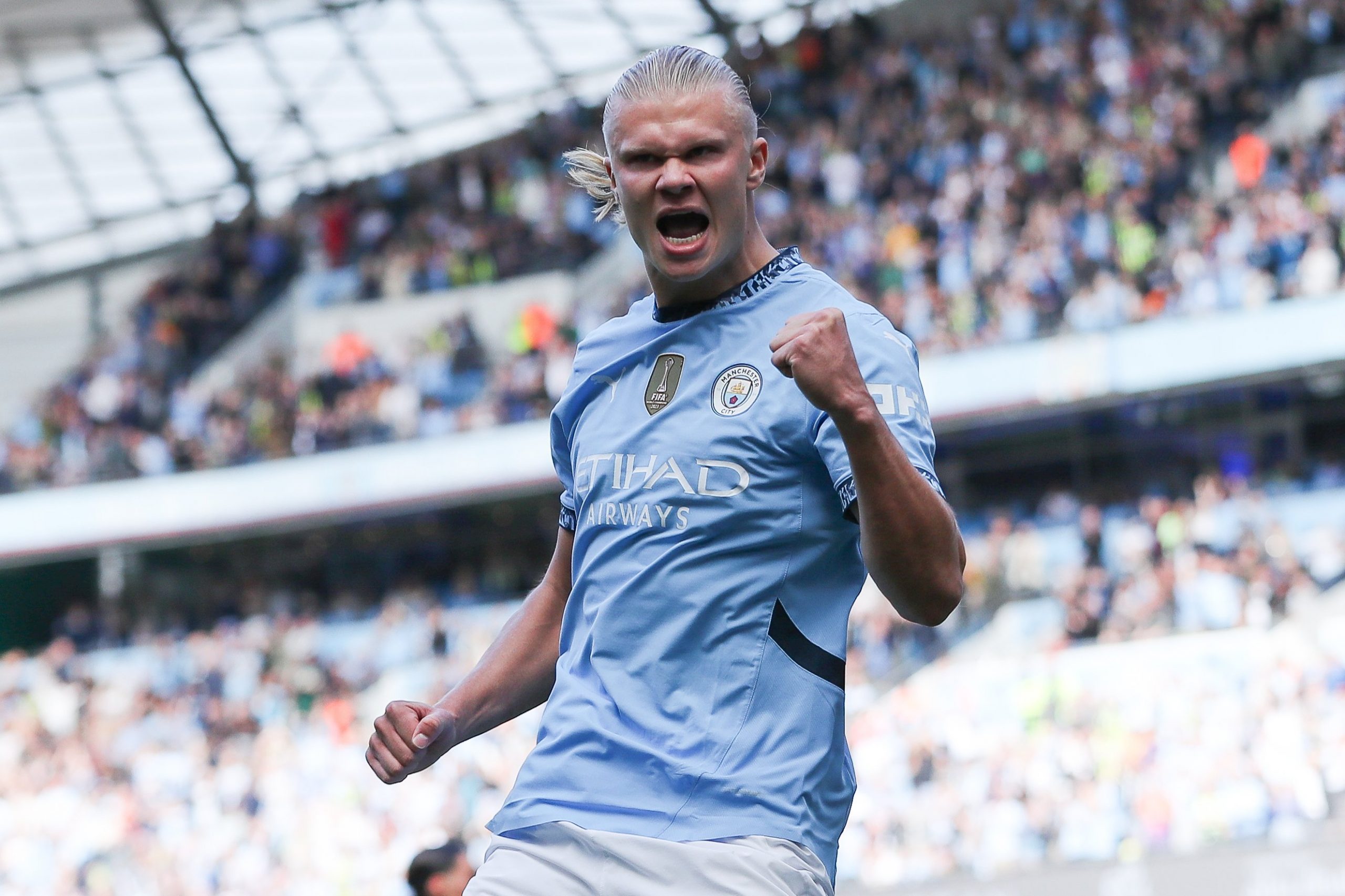 Haaland celebrates for Manchester City