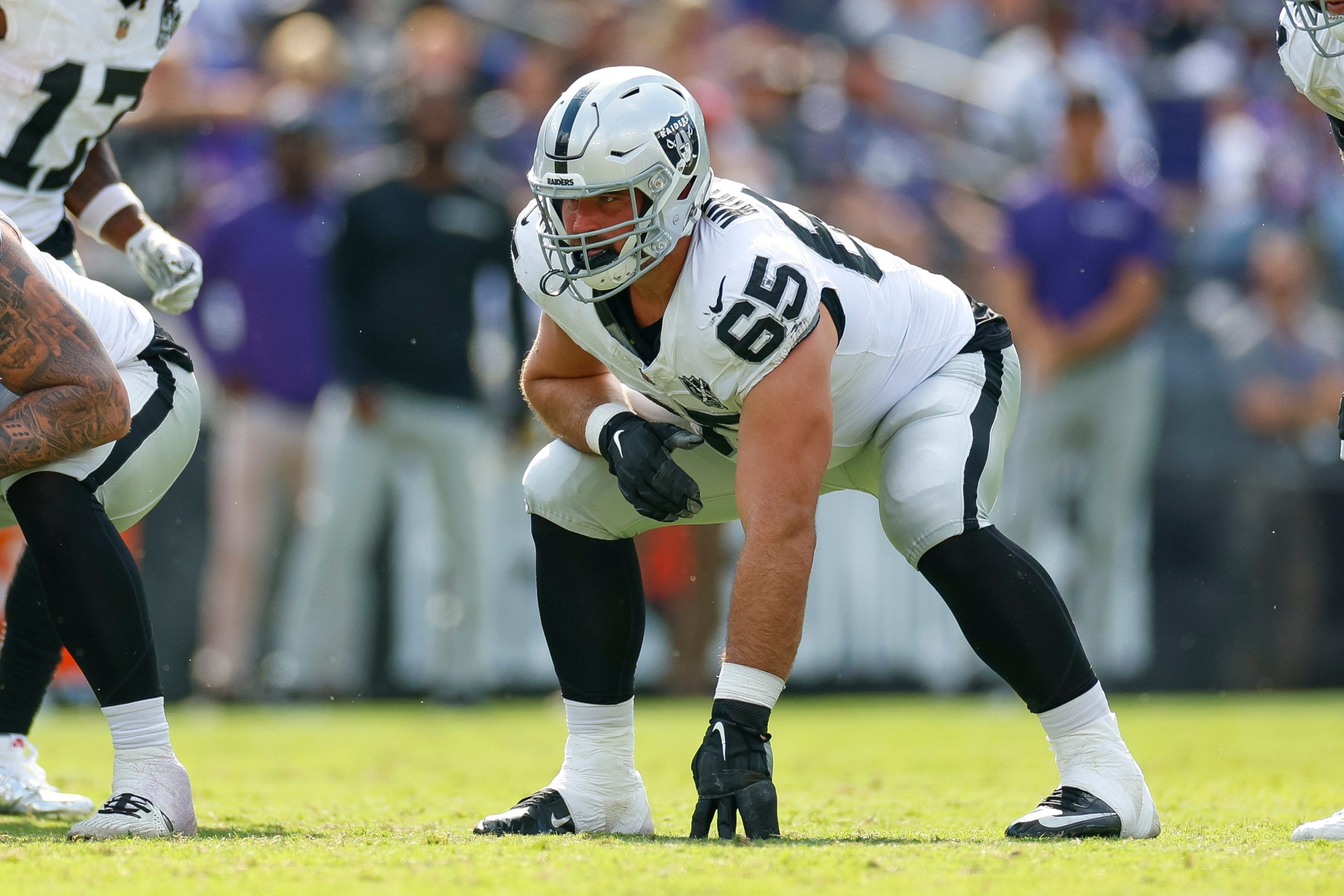 Cody Whitehair of the Las Vegas Raiders lines up