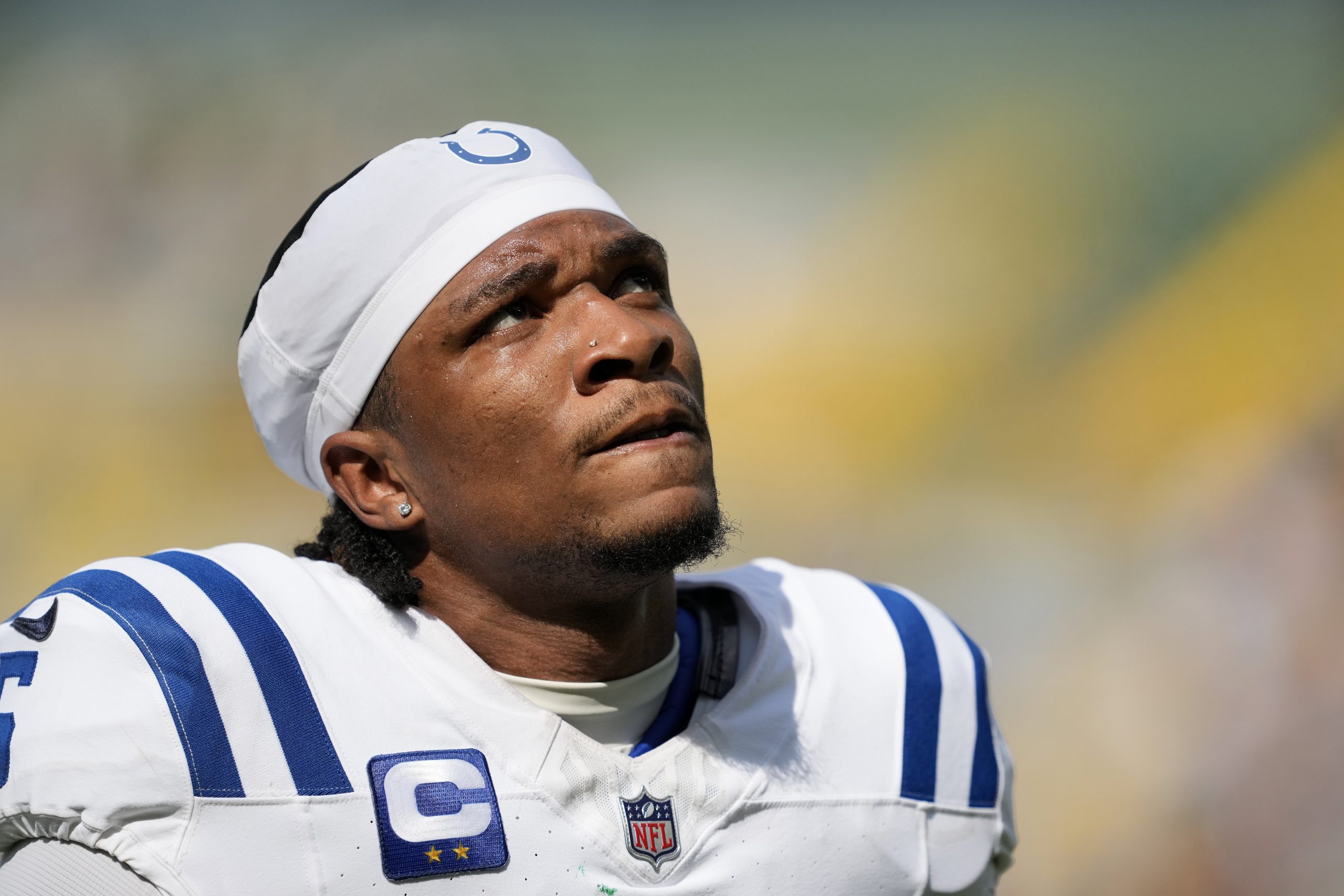 Anthony Richardson of the Indianapolis Colts walks off the field