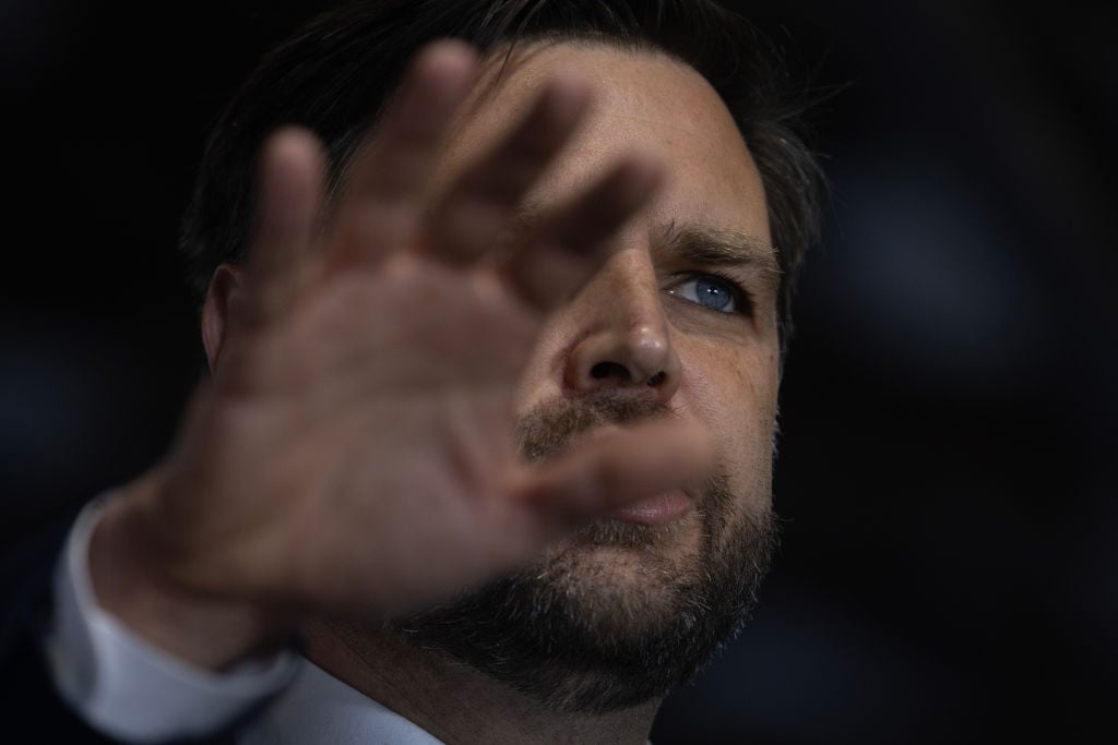 Republican vice presidential nominee U.S. Sen. JD Vance (R-OH) speaks to supporters during a campaign event at the Northwestern Michigan Fair grounds on September 25, 2024 in Traverse City, Michigan.