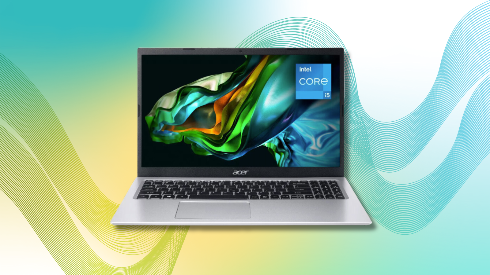 Acer Aspire 3 laptop with blue and green gradient background