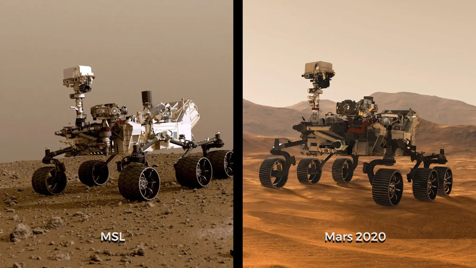 Comparing Curiosity and Perseverance rovers side by side