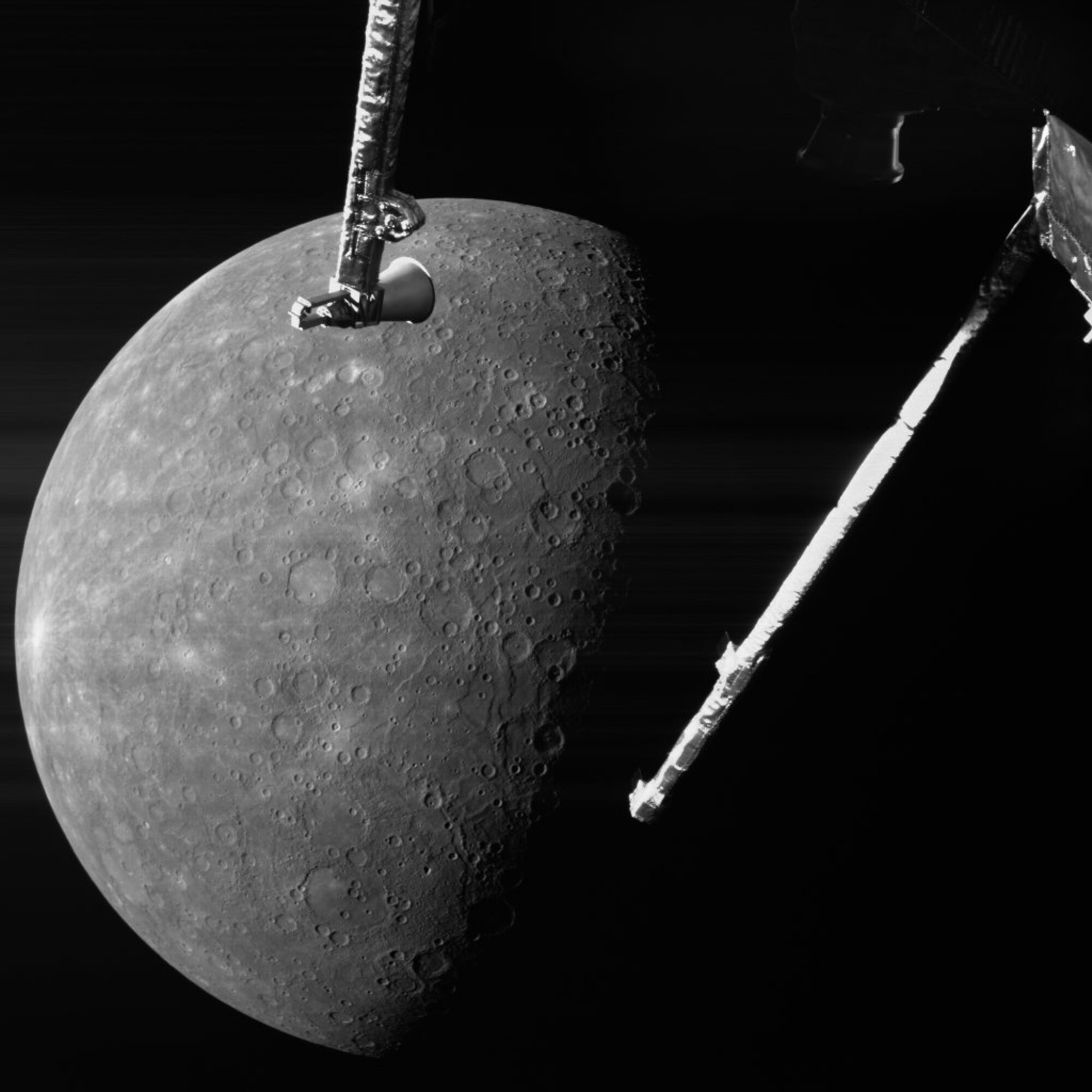 BepiColombo after flying by Mercury's south pole