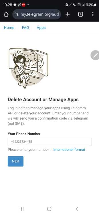 First step on how to delete one's Telegram account