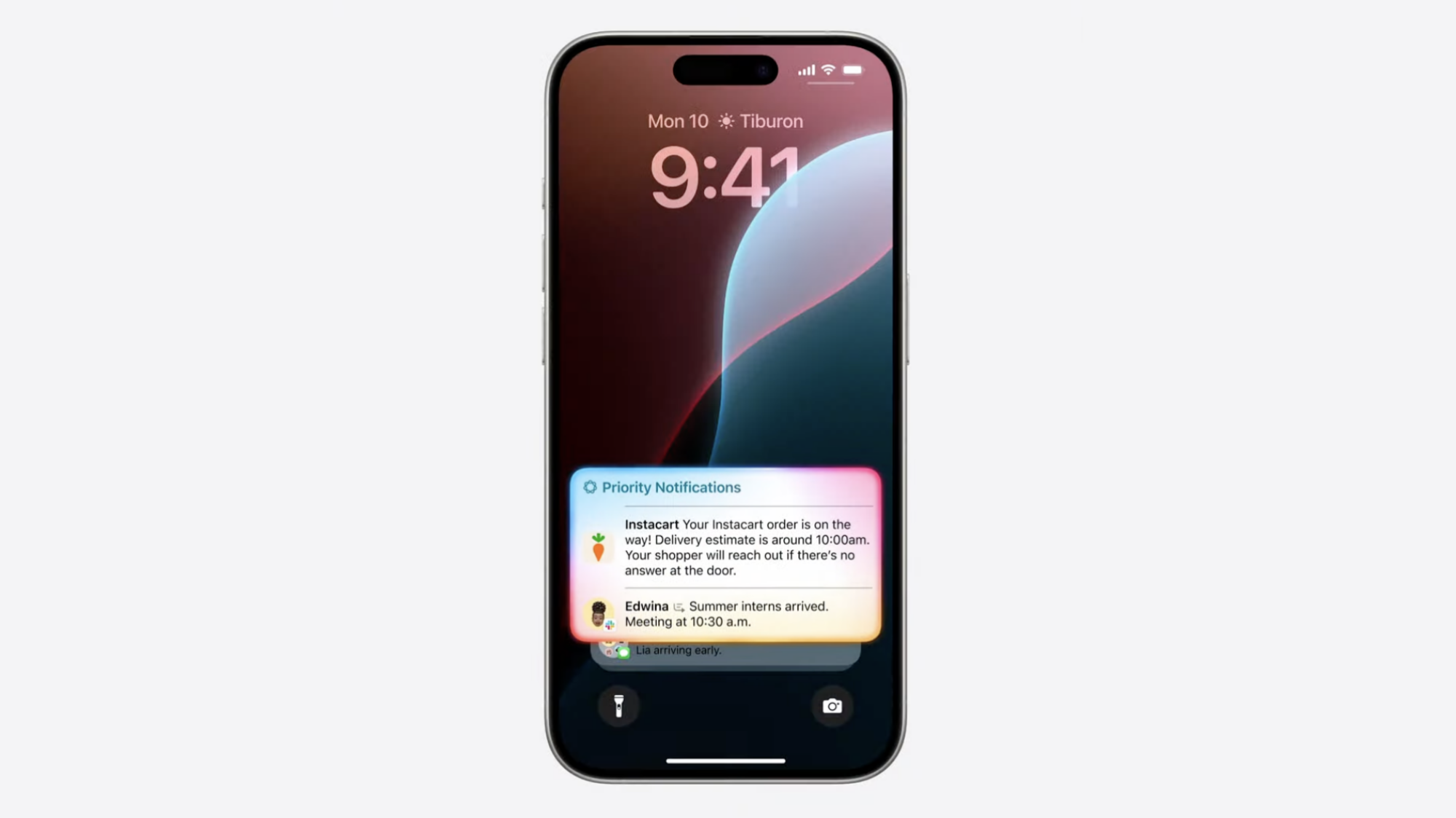 iPhone showing Apple Intelligence using prioritied notifications