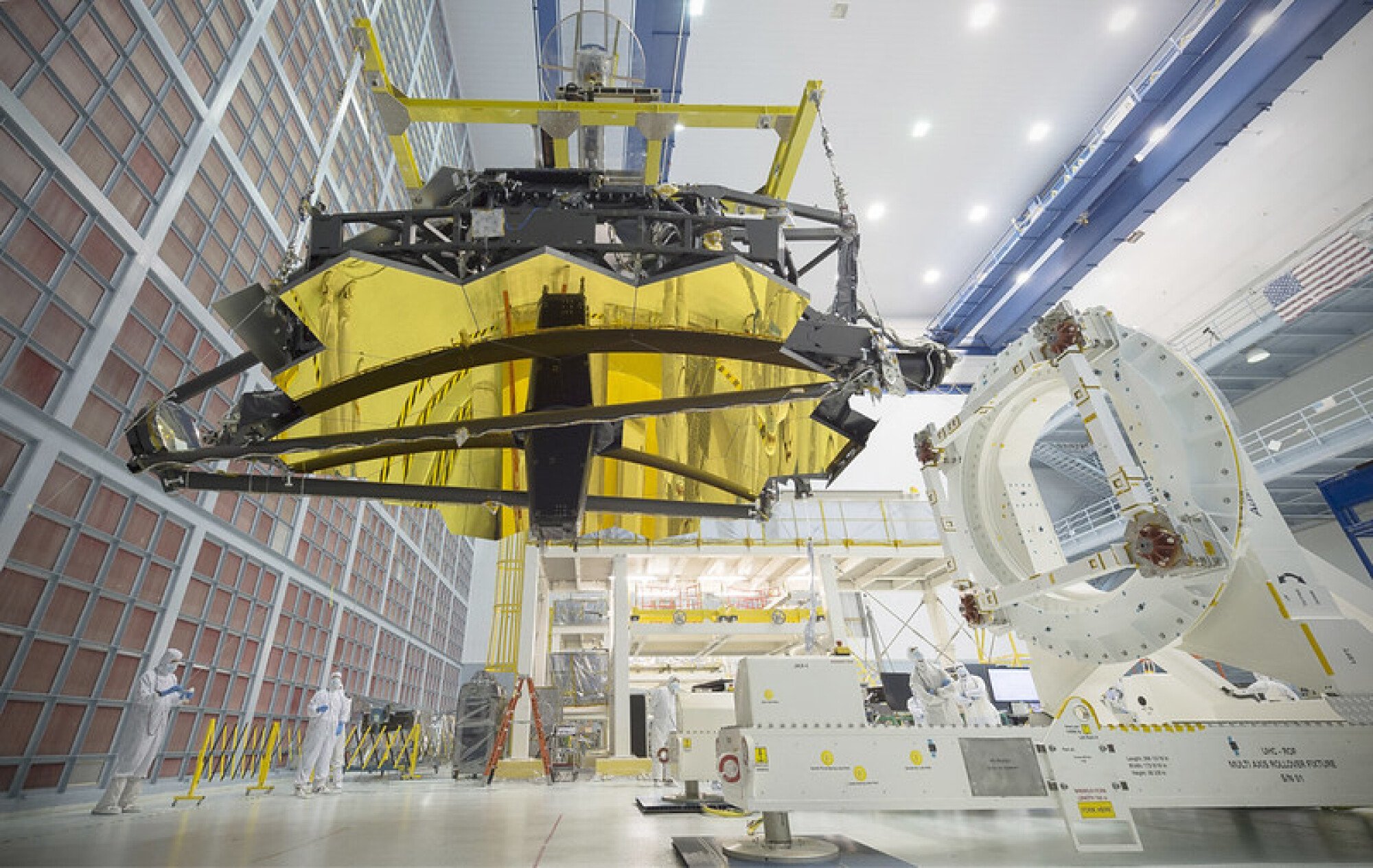 The James Webb Space Telescope's sprawling mirror under construction.