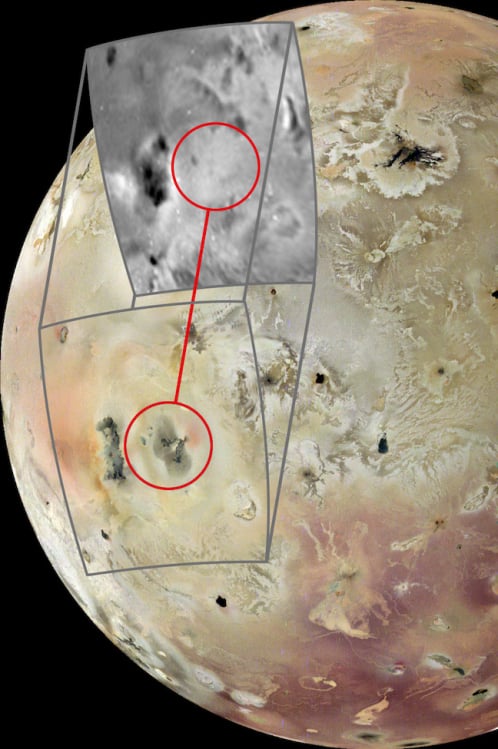 The new volcano recently spotted on Io's surface.