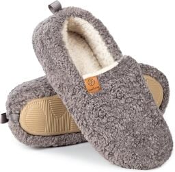 pair of grey slippers