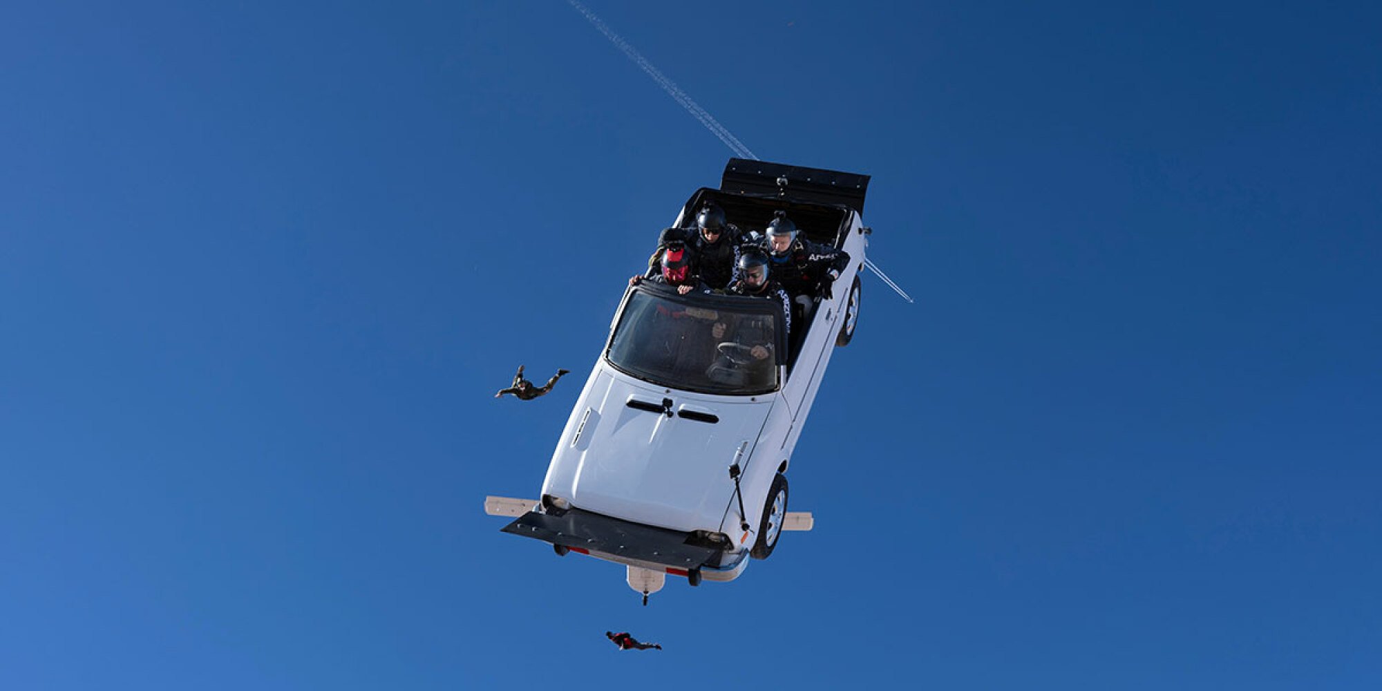 People skydive in a car in "Space Cowboy."