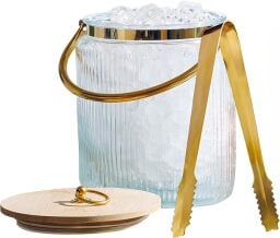 ice bucket with lid and tongs