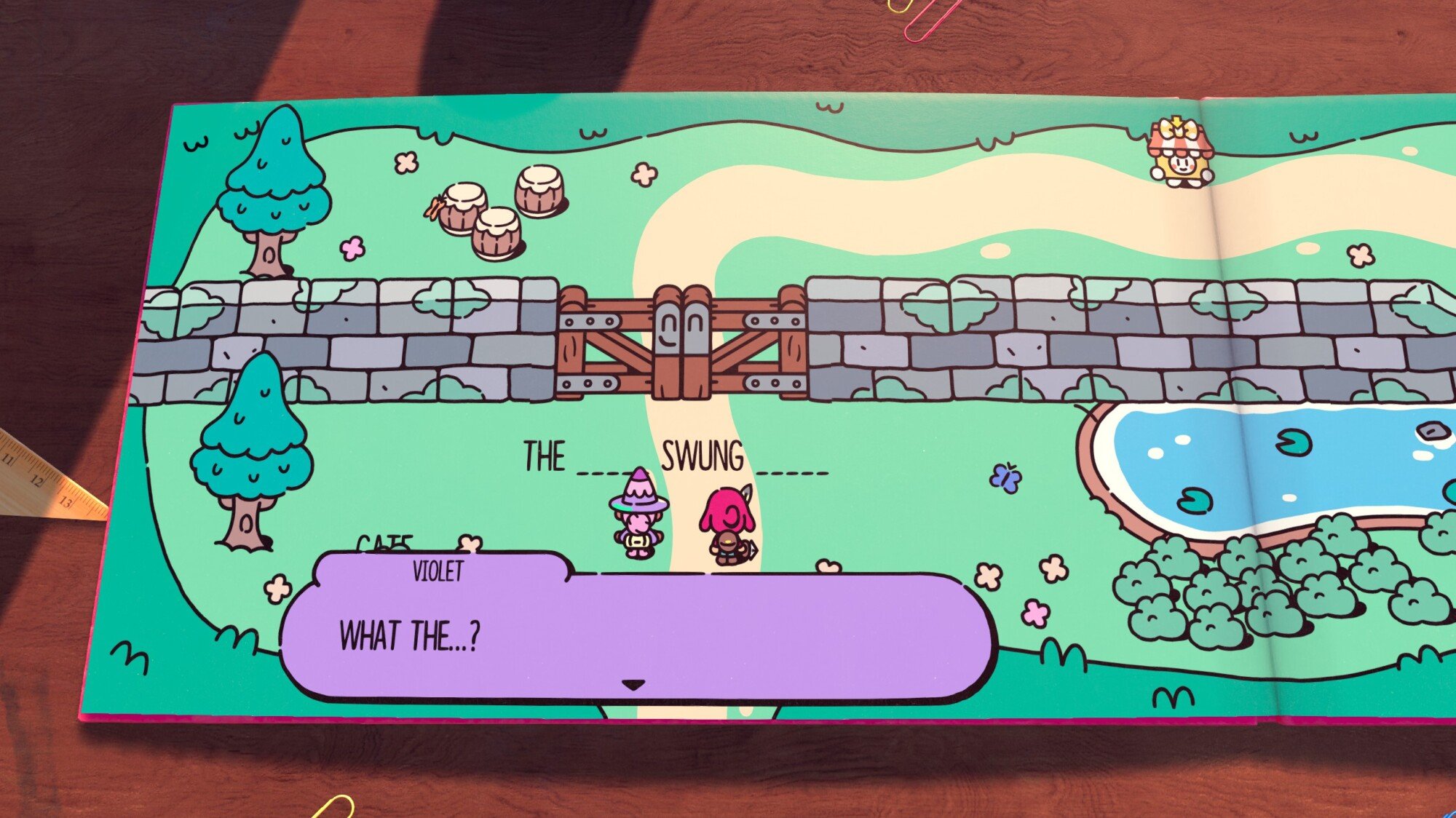 A screenshot from 'The Plucky Squire' introducing its word puzzles.