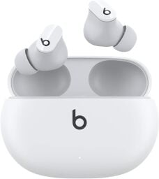 white Beats Studio Buds in case